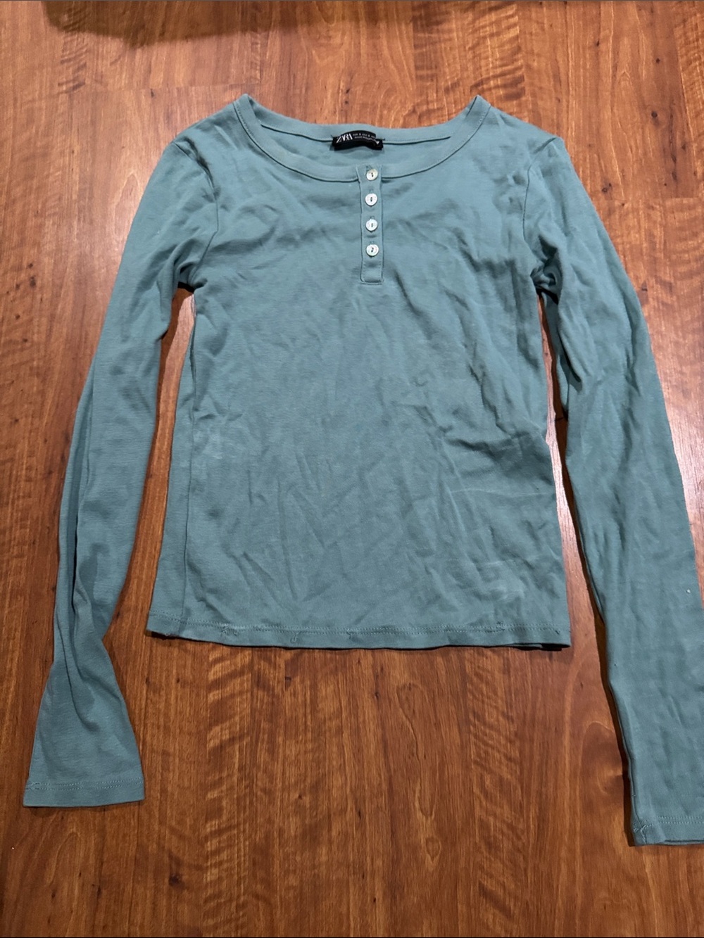 Zara Long Sleeve Henley Top - Sage